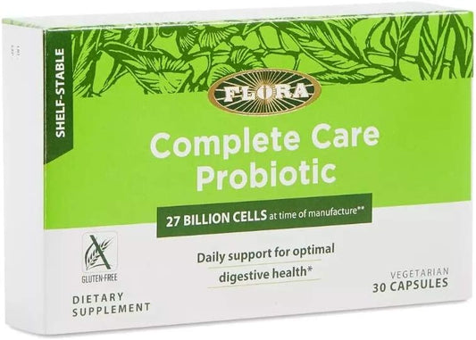 Flora - Shelf-Stable Complete Care Probiotic with 34 Billion CFU, Contains Lactobacillus and Bifidobacterium Strains, Non GMO Strains, Gluten Free, 30 Vegetarian Capsules