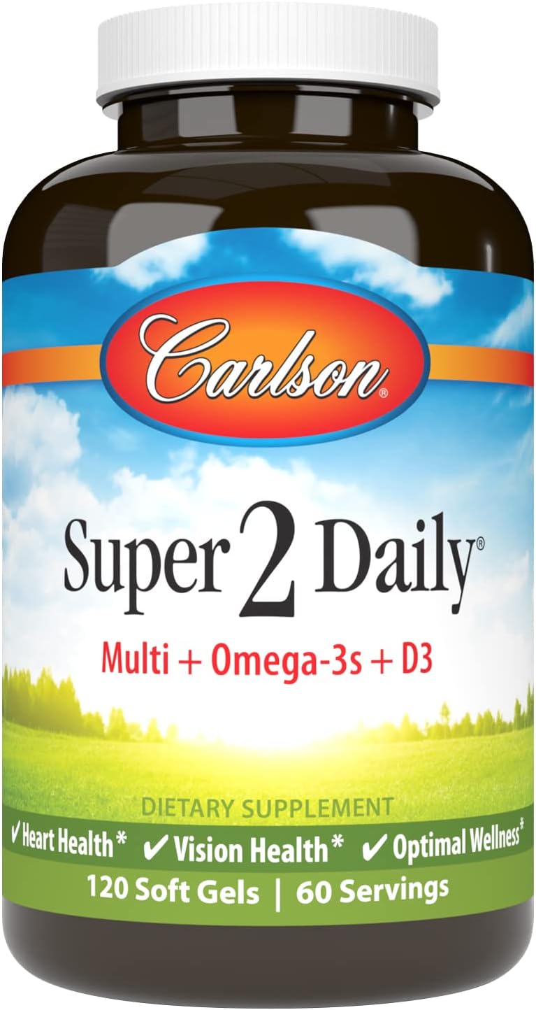 Carlson - Super-2-daily, Multi + Omega-3s + Lutein + D3, Vitamins A C