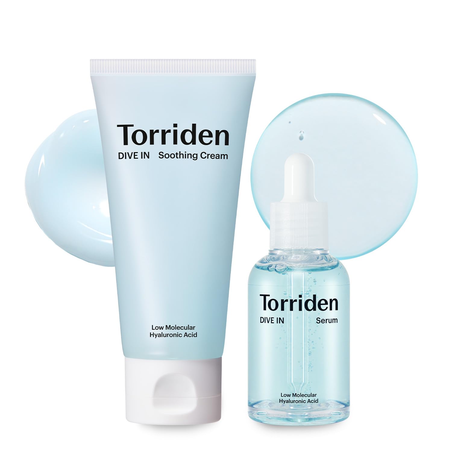 Torriden Dive In Serum 1.69 Fl.Oz. + Soothing Cream (Tube) 3.38 Fl.Oz. | Hyaluronic Acid Care Set | Deep Hydrating Skin Care To Get Glass Skin