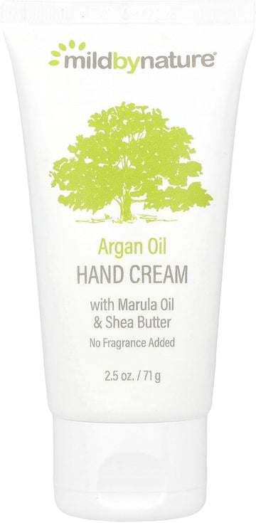 Mild By Nature, Argan Oil Hand Cream With Avocado Oil, Marula Oil, Acai, Goji & Shea Butter, Ph-Balanced, Unscented, 2.5 Oz (71 G)
