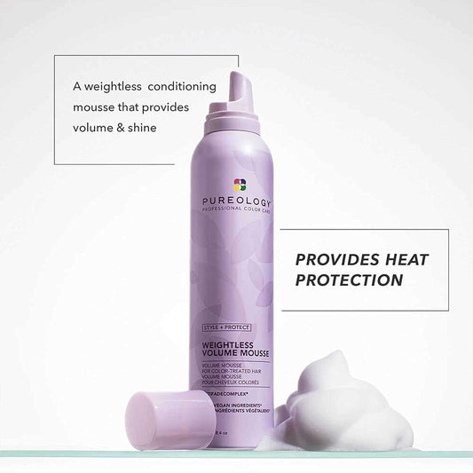 Pureology | Clean Volume Weightless Mousse | All-day Root Lift | For Fine, Color Treated Hair | Vegan