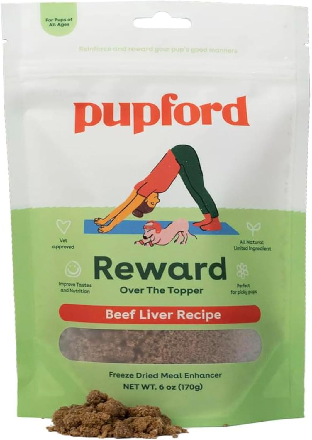 Pupford Over The Topper - Freeze Dried Meal Toppers For Dogs & Puppies Of All Ages | Minimal Ingredients, Made In Usa | Delicious Food Topper For Picky Dogs, Improve Nutrition & Taste (Beef Liver)