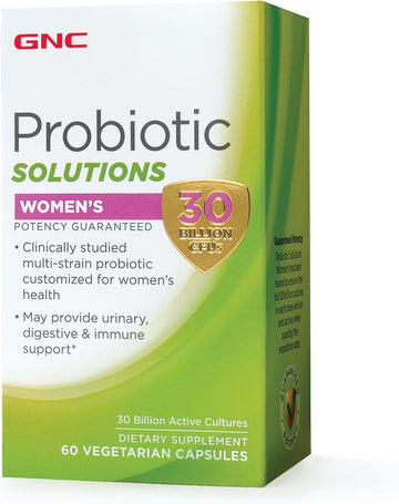 Gnc Probiotic Solutions Women'S | Clinically Studied Multi-Strain For Women, Supports Digestive And Immune Health, Vegetarian | 60 Capsules