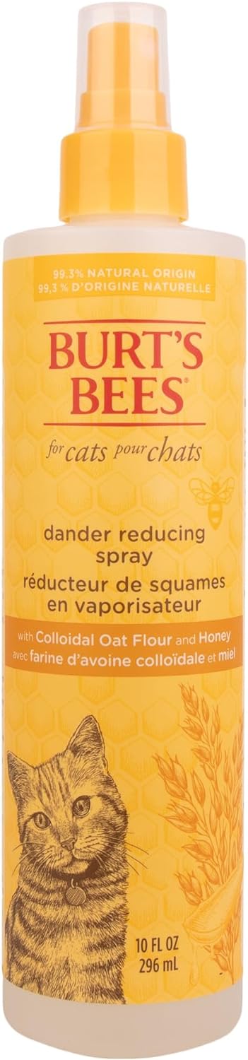 Burt's Bees for Pets Cat Natural Dander Reducing Spray with Soothing Colloidal Oat Flour & Aloe Vera | Cruelty Free, Sulfate & Paraben Free, pH Balanced for Cats - Made in USA, 10 Fl Oz (Pack of 1)