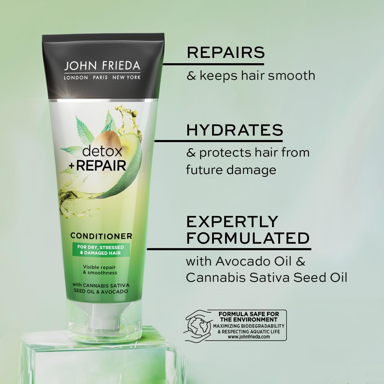 John Frieda Detox & Repair Conditioner 250 Ml, Hydrating And Smoothing Conditioner Dry, Stressed And Damaged Hair With Avocado Oil And Green Tea (Pack of 2) : Amazon.co.uk: Beauty