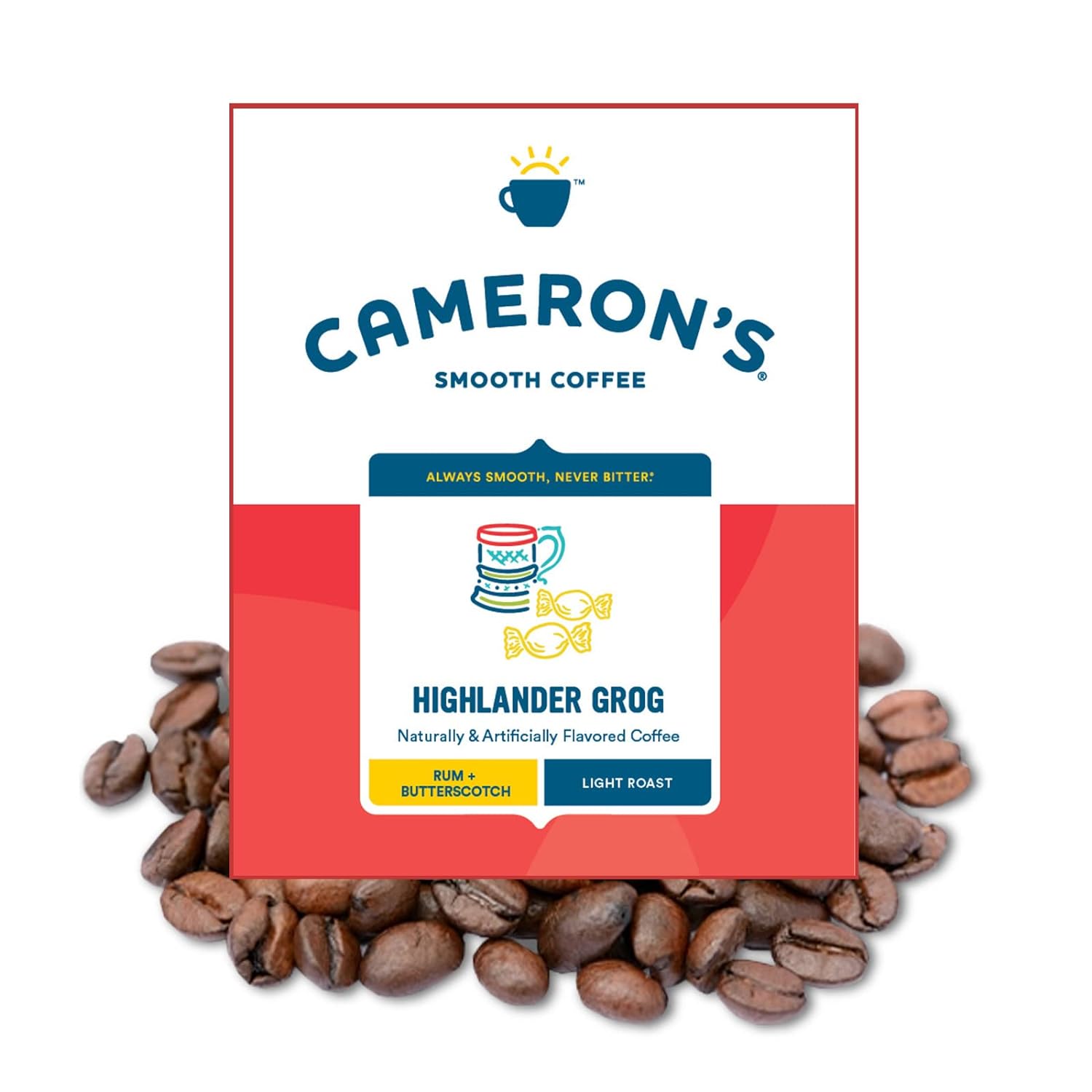 Cameron's Coffee Roasted Whole Bean Coffee, Flavored, Highlander Grog, 4 Pound, (Pack of 1)