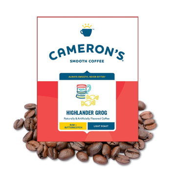 Cameron'S Coffee Highlander Grog Flavored Whole Bean Coffee, Light Roast, 100% Arabica, Bulk, 4-Pound Bag, (Pack Of 1)