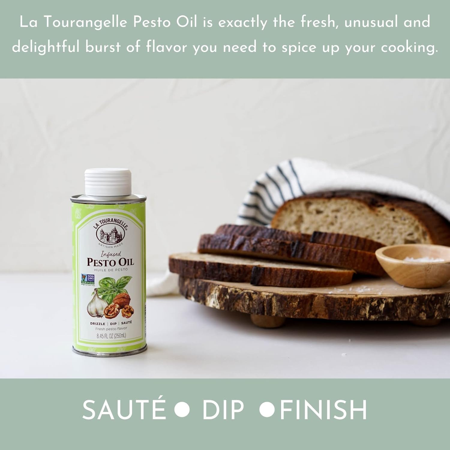 La Tourangelle, Pesto Infused Oil, Drizzle Onto Pasta And Salads, Whisk In Seasonings For Easy Dipping Sauce, Vinaigrette, Or Marinade, 8.45 Fl Oz