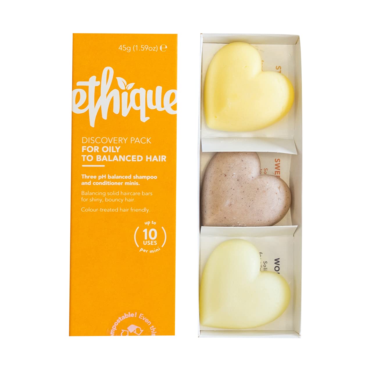 Ethique Discovery Pack For Oily Hair - Shampoo & Conditioner - Plastic-Free, Vegan, Cruelty-Free, Eco-Friendly, 3 Travel Bars, 1.59 Oz (Pack Of 1)