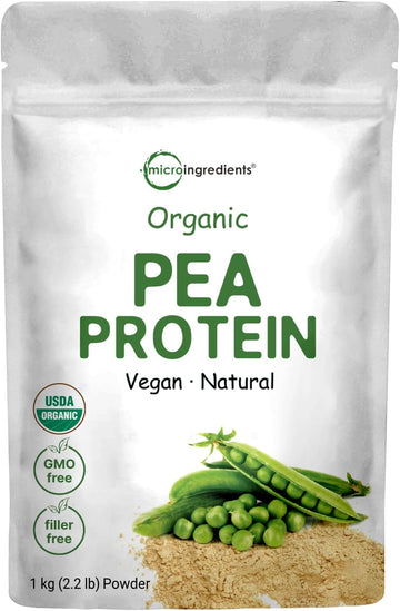 Micro Ingredients North America Grown, Organic Pea Protein Powder, 1Kg (2.2 Pounds) | Plant-Based Vegan Protein, Meatless Protein Supplement, Rich In Branched Chain Amino Acids | Non-Gmo, Soy Free