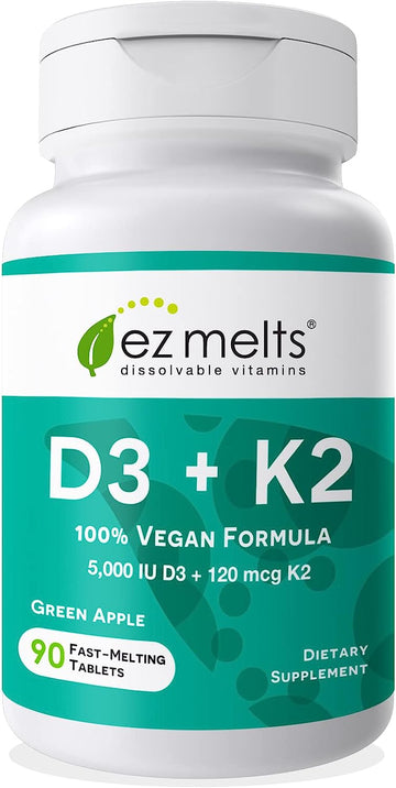 Ez Melts Dissolvable Vitamin D3 K2 5,000 Iu, Bone & Joint Support, Sugar-Free, 3-Month Supply