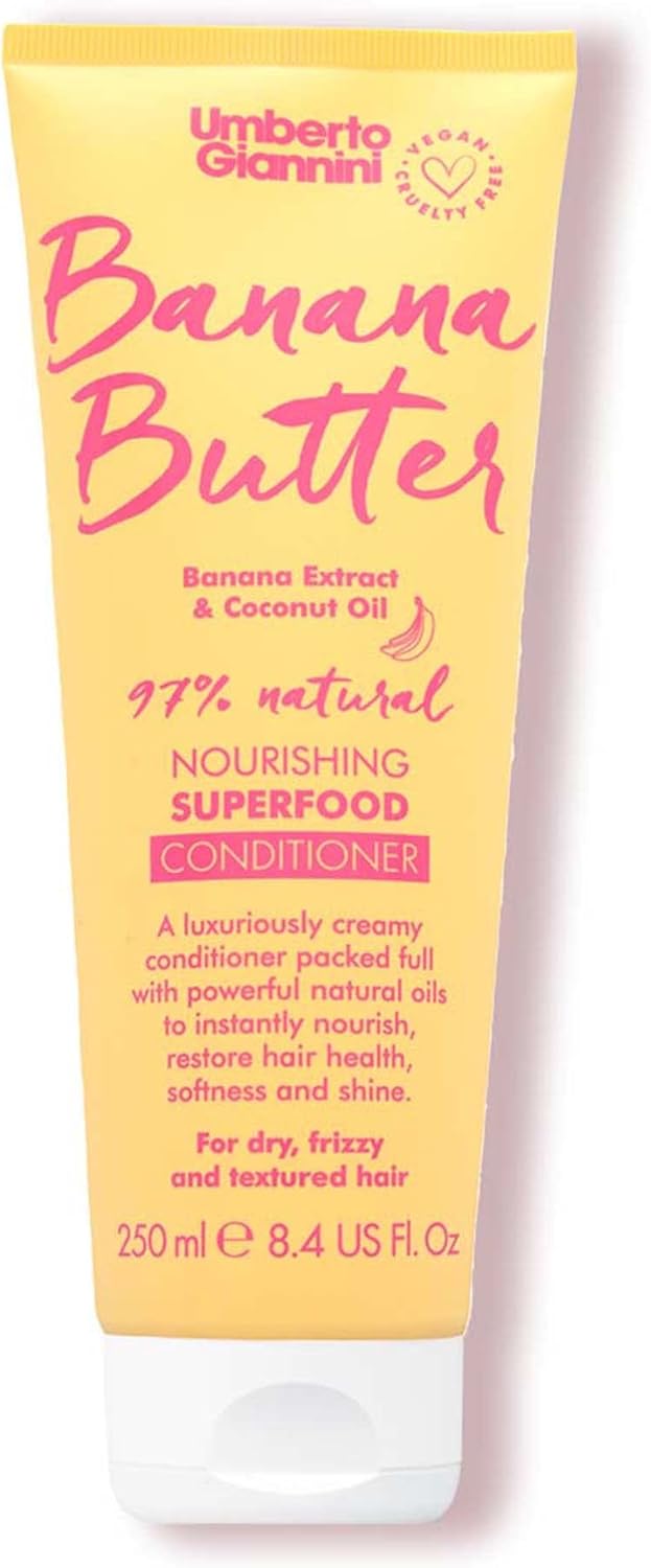 Umberto Giannini Banana Butter Nourishing Superfood Conditioner, Vegan & Cruelty Free Moisturising Formula For Dry, Textured Or Frizzy Hair, 250 Ml