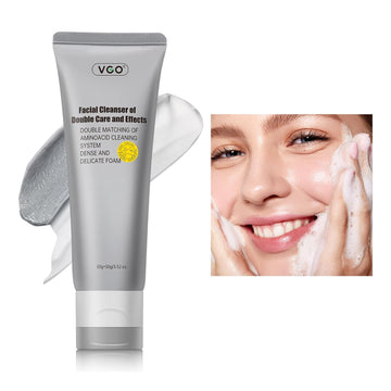 Vgo Facial Cleanser Of Double Care And Effects, Cleansing Mud Mask & Amino Acid Cleansing Double Tube In 1, For Various Cleaning Needs In The Morning & Evening, 3.52 Oz