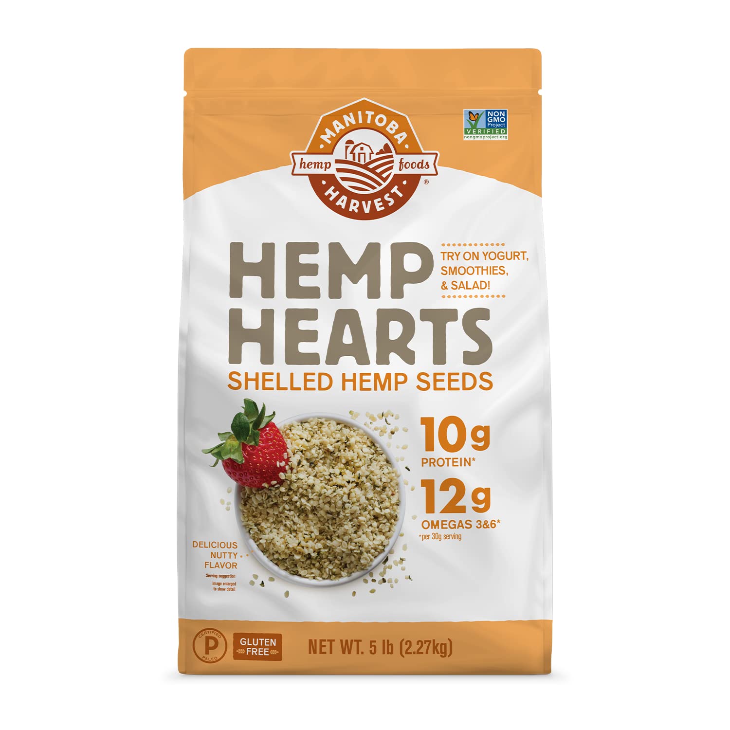 Manitoba Harvest Hemp Seeds, 5 Lb; 10G Plant Based Protein And 12G Omega 3 & 6 Per Serving | Perfect For Smoothies, Yogurt & Salad | Non-Gmo, Vegan, Keto, Paleo, Gluten Free