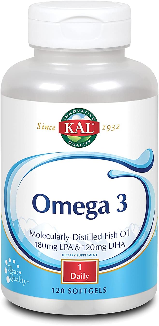Kal Omega 3 | Omega-3 Fish Oil For Healthy Heart, Joint & Brain Support | 180Mg Epa, 120Mg Dha (120 Ct, 120 Serv)