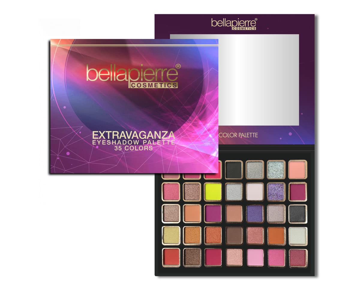 Bellapierre Extravaganza Eyeshadow Palette | 35 Shades In Matte, Satin, Shimmer, & Foil Finishes | Non-Toxic & Paraben Free | Vegan & Cruelty Free : Beauty & Personal Care