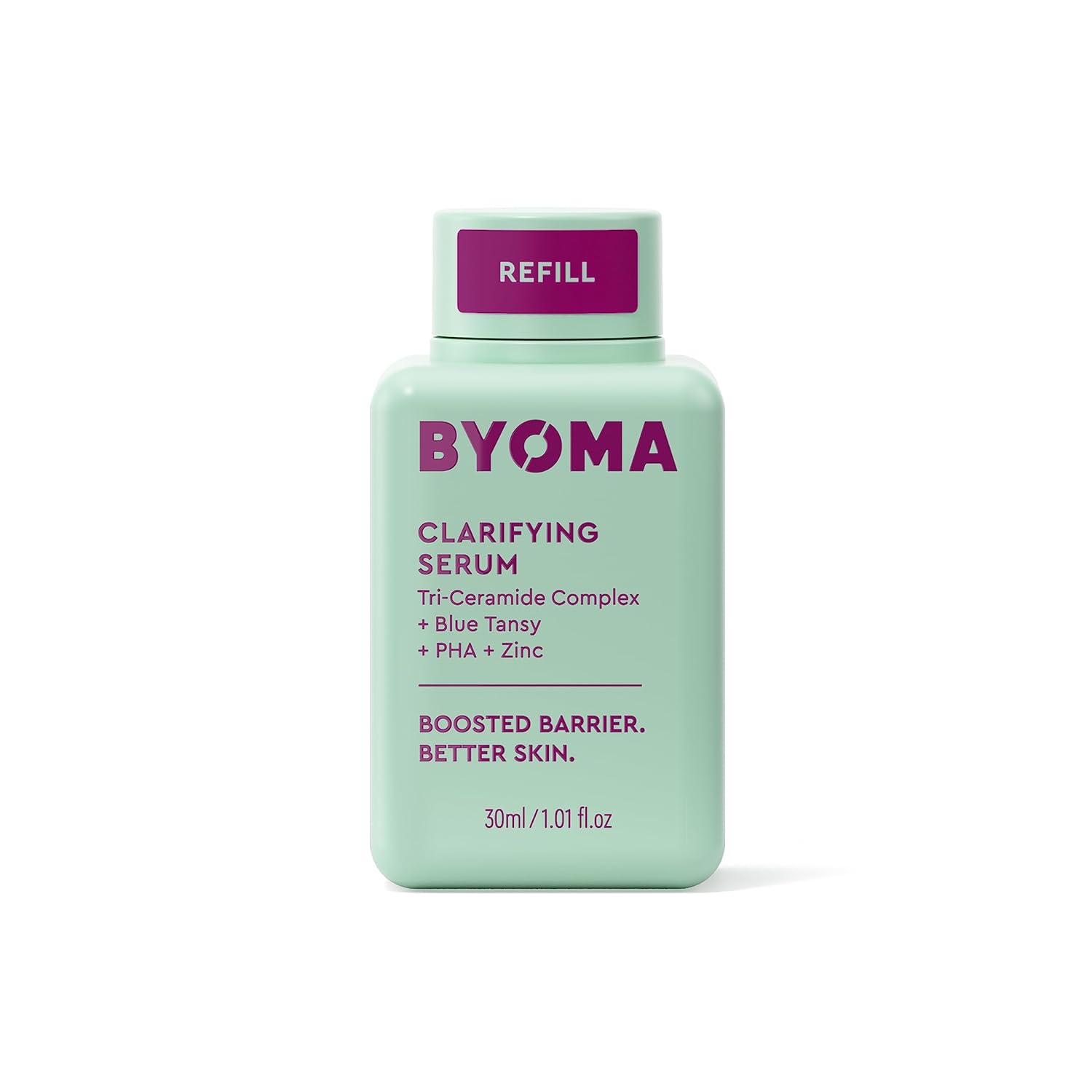 Byoma Clarifying Serum Refill - Barrier Repair Serum - Clarifying Facial Serum For Acne Prone Skin - Calming Face Serum With Ceramides, Blue Tansy, Pha & Zinc - 1.01 Fl. Oz Refill