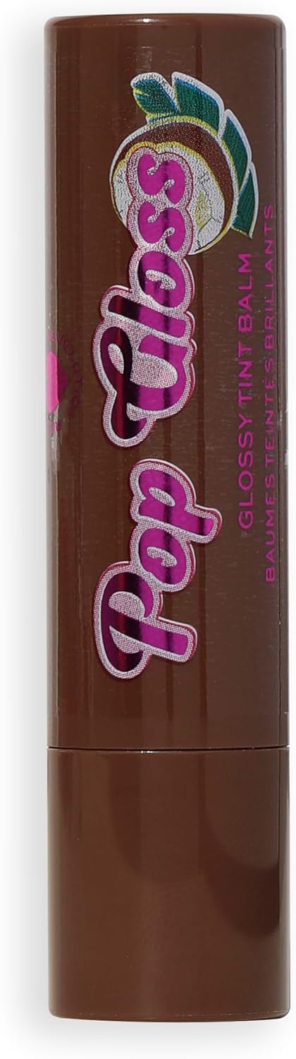 I Heart Revolution Pop Gloss Balm, Hydrating Lip Balm With Glossy Finish & Hint Of Colour, Vegan & Cruelty-Free, Coconut Brown