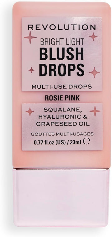 Makeup Revolution, Bright Light Blush Drops With Hyaluronic Acid, Radiant Finish, Pink Rosie, 23Ml
