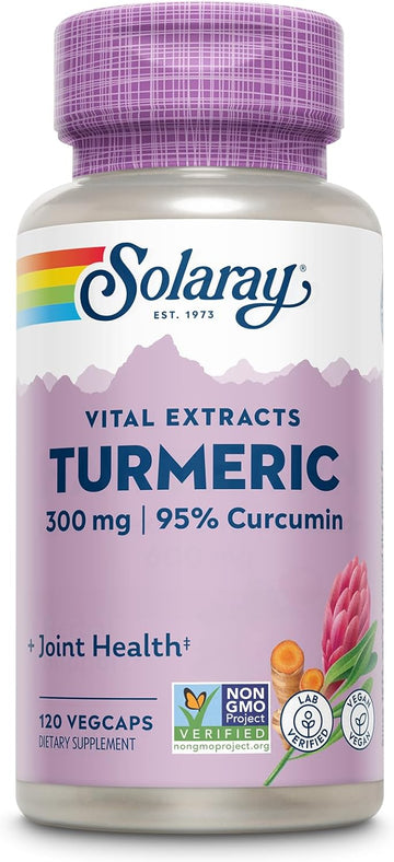 Solaray Turmeric 300 Mg - Joint Support Supplement - Turmeric Root Extract With 95% Curcumin - Joint Health And Heart Health Support - Vegan, Lab Verified, 60-Day Guarantee (120 Ct)