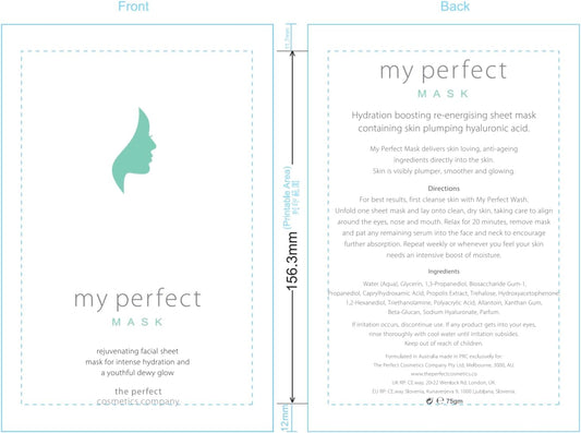My Perfect Sheet Mask, Penny Lane, 3 Pack Cotton Serum-Soaked Masks Hydration Boosting And Re-Energising With Hyaluronic Acid Skincare Serum Instant Results Anti-Ageing Multipack As Seen On Tv