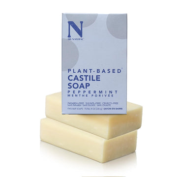 Dr. Natural Pure Castile Soap, Peppermint, 2 Pcs - Plant-Based - Made With Shea Butter - Rich In Essential Oils - Paraben-Free, Sulfate-Free, Cruelty-Free - Moisturizing Soap