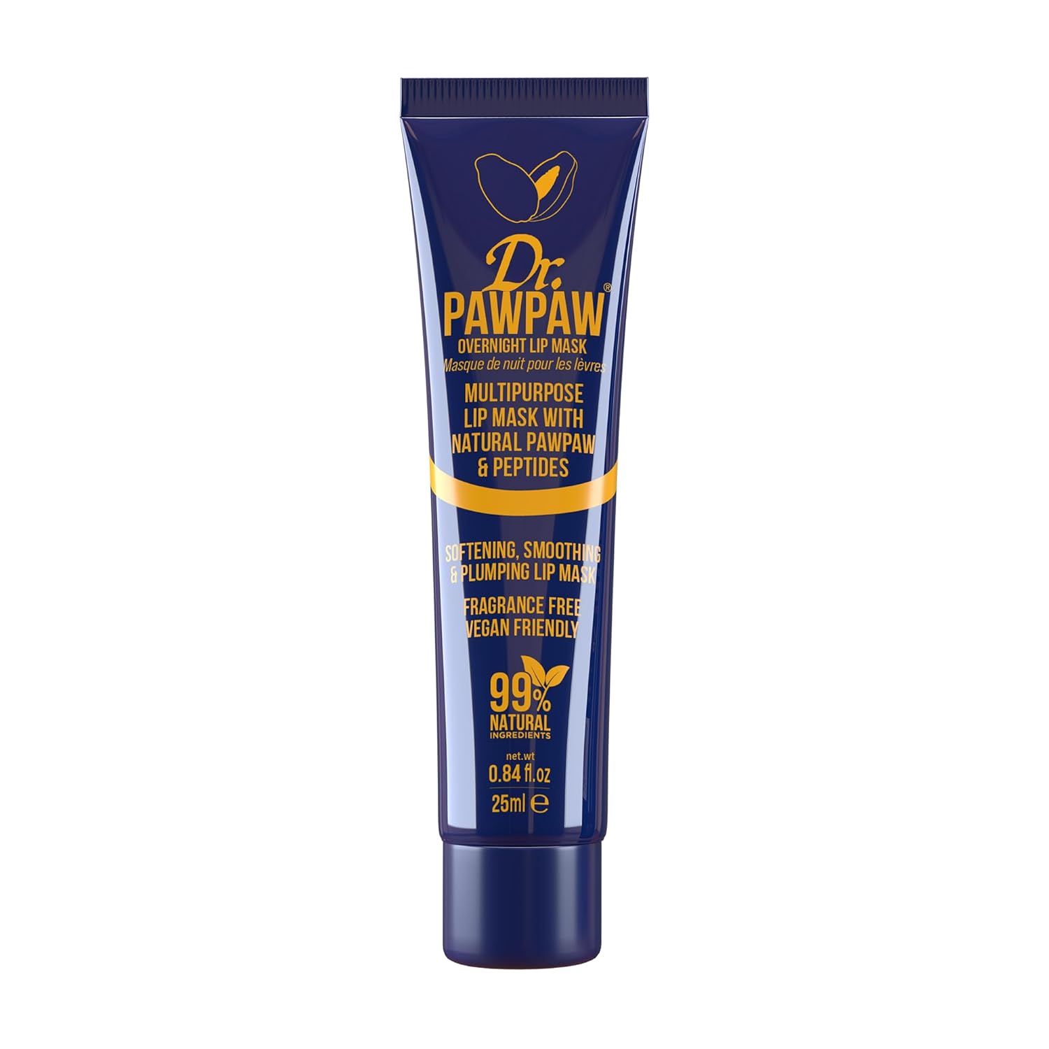 Dr. Pawpaw Multipurpose Overnight Lip Mask - Lip Sleeping Mask With Peptides - Natural Lip Moisturizer For Plumper Lip - Cruelty Free - 0.84 Oz