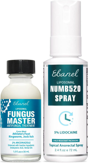 Ebanel Bundle of Fungus Treatment 1 Oz, and Lidocaine Numbing Spray