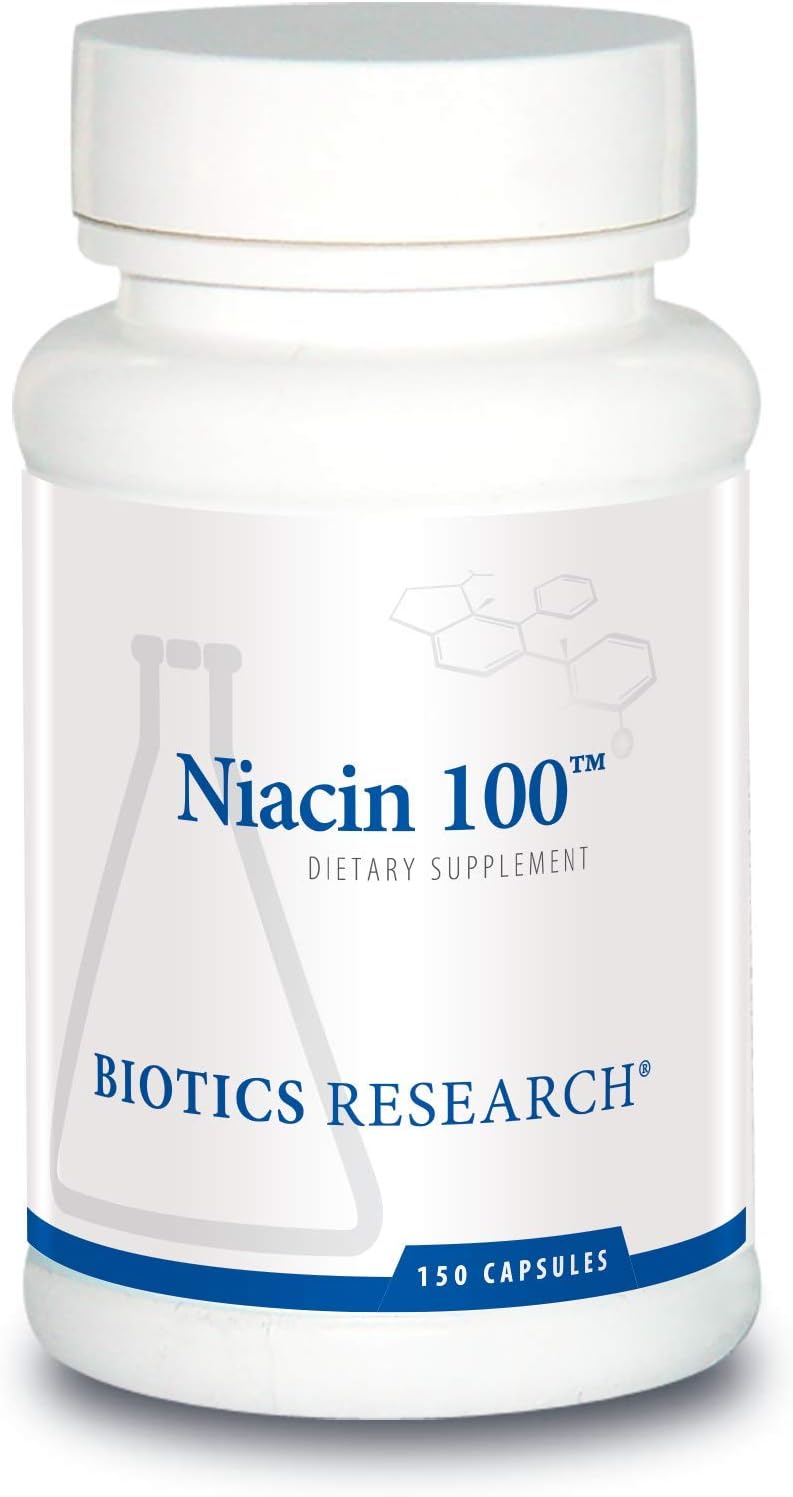 Biotics Research Niacin 100, 100 Milligram Niacin, Vitamin B3, Cholesterol, Hdl, Ldl, Triglyceride, Lp, Cardiovascular Health, 150 Capsules