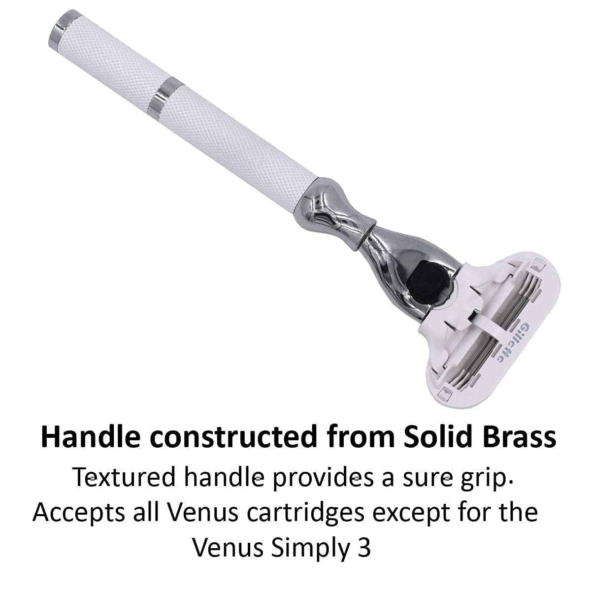 Parker Deluxe Triple Blade Razor For Women–Compatible With Gillette Venus Or Gillette Mach 3 Cartridges–5.5 Inch Textured Brass Frame Handle-One Gillette Venus Cartridge Included : Beauty & Personal Care