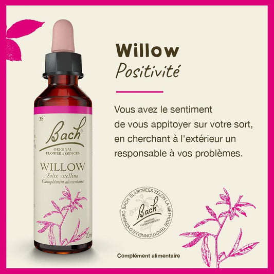 Bach Original Flower Remedies, Willow For Forgiveness, Natural Homeopathic Flower Essence, Holistic Wellness, Vegan, 20Ml Dropper