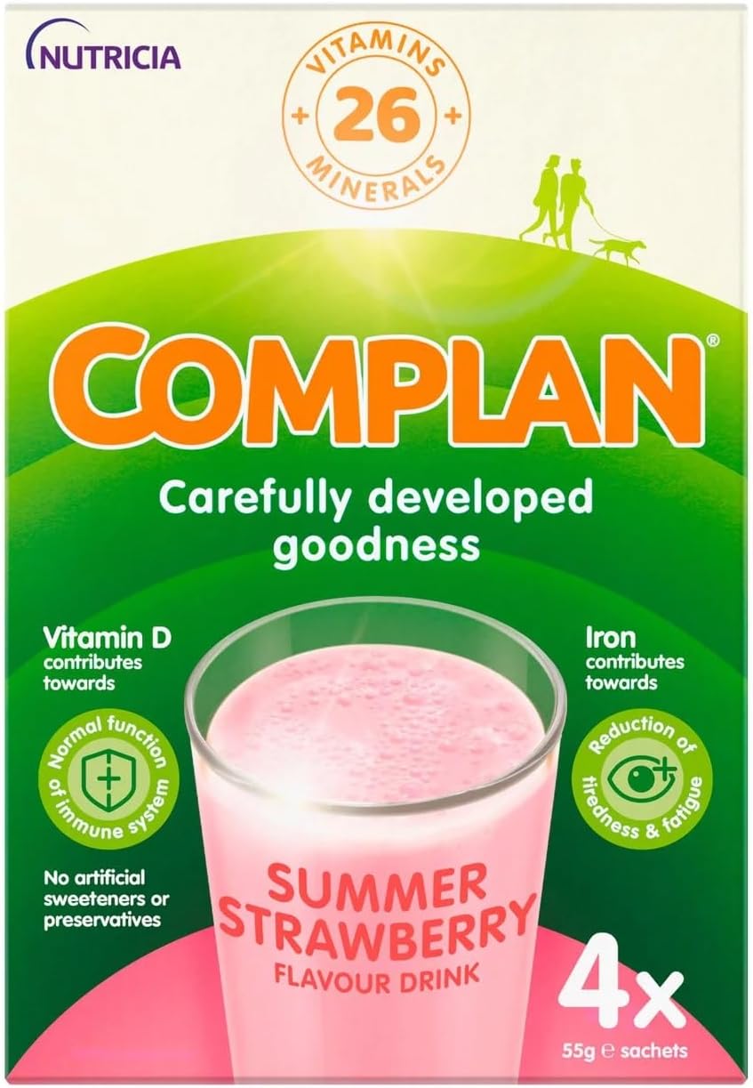 Complan Summer Strawberry Flavour Drink, 4 X 55G