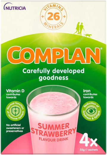 Complan Summer Strawberry Flavour Drink, 4 X 55G