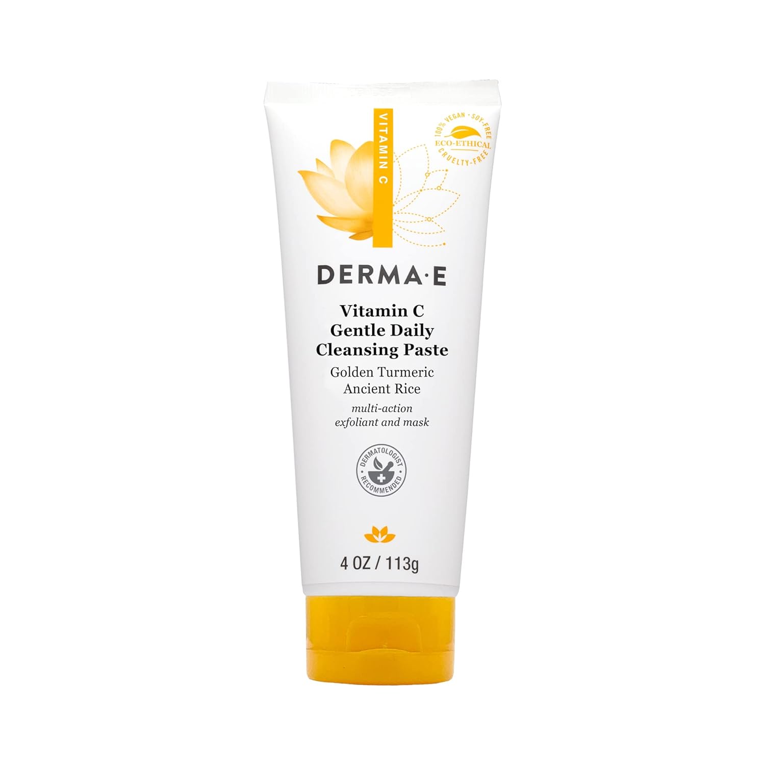Derma E Vitamin C Gentle Daily Cleansing Paste – Vitamin C Face Mask Or Cleanser With Turmeric - Facial Mask Brightens & Clarifies, 4.0 Oz