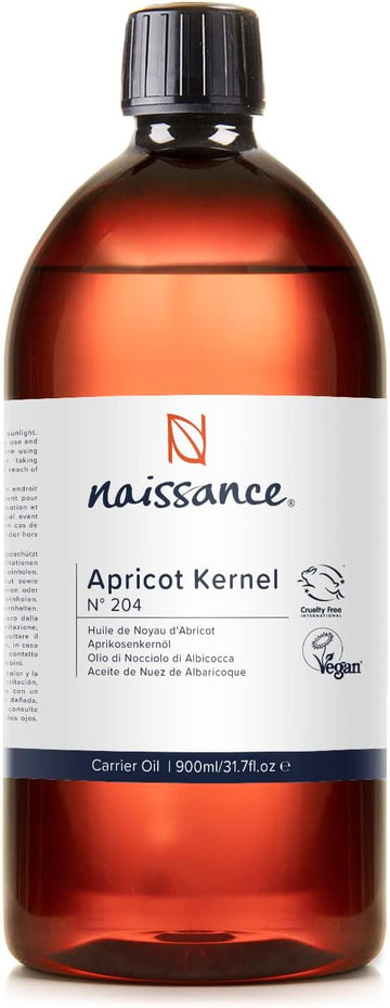 Naissance Apricot Kernel Oil (No. 204) - 900ml - Natural Moisturiser for Skin, Face, Beard, Nails, Hair, Body, Scalp - Massage, Aromatherapy, DIY Beauty, Conditioner