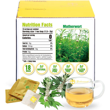 Soilmount 100% Natural Motherwort Tea, Dried Motherwort, Leonurus Japonicus, Chinese Herba, Decaffeinated Loose Leaf Tea, (Leonurus Cardiaca/Yimucao//) Caffeine-Free, 18 Bleach-Free Tea Bags
