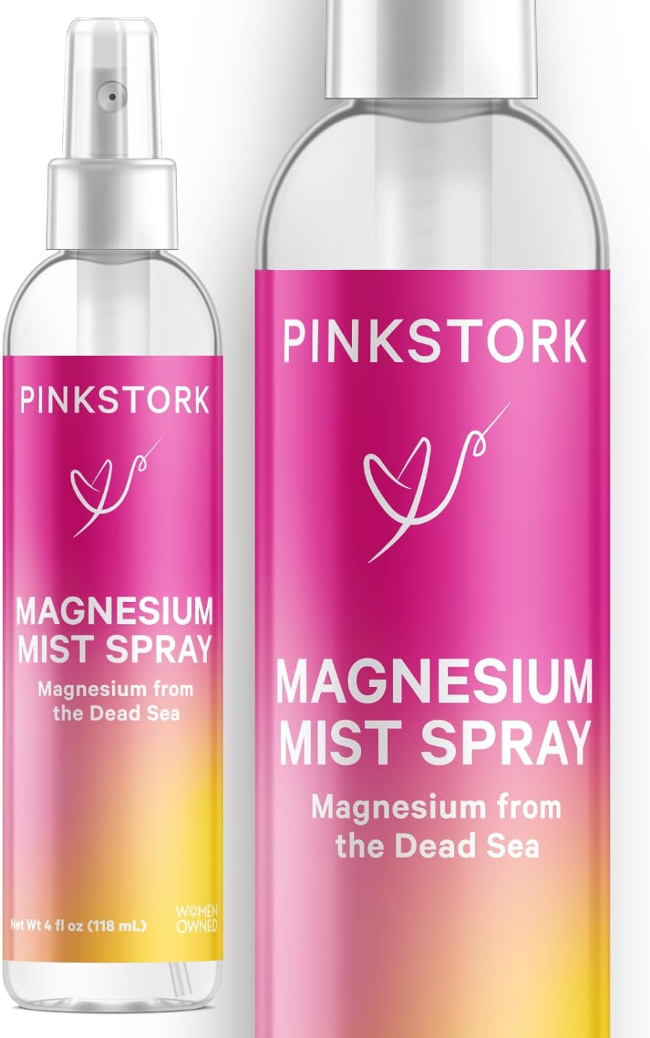 Pink Stork Magnesium Spray Mist - Pure Magnesium Chloride For Morning Sickness, Calm, Stress, & Sleep - Fast-Absorbing, Pregnancy Must Haves, 200 Mg Per 6 Sprays, 4 Oz Unscented