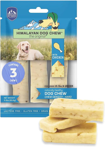 Himalayan Dog Chew Original Yak Cheese Dog Chew, Chicken, 3 Small Sticks, 1.1 Oz, Gluten Free, Healthy Dog Treats, Grain & Lactose Free 100% Natural, Long Lasting Dog Chews For Dogs Under 15 Lbs