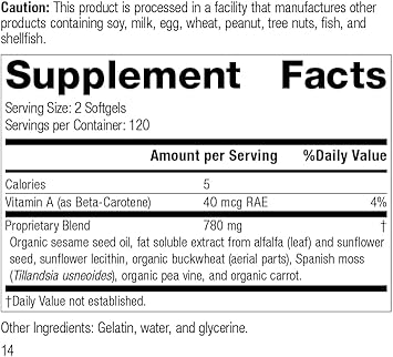 Standard Process Chlorophyll Complex - Immune Support, Antioxidant Activity, Skin Health And Hair Health Support With Vitamin A, Sunflower Lecithin, Buckwheat, Spanish Moss, And More - 240 Softgels