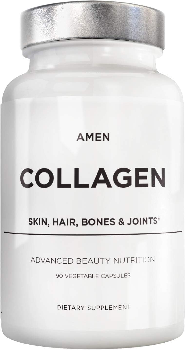 Multi Collagen Peptides Capsules with Hyaluronic Acid and Vitamin C - 5 Types of Collagen Protein Type I, II, III, V, X - Grass Fed - Hydrolyzed - Amino Acids - Collagen Supplement - 90 Pills