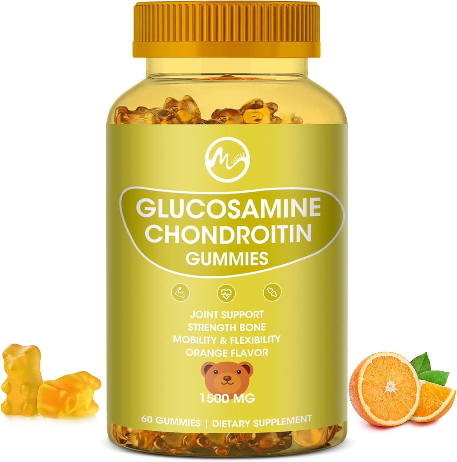 Glucosamine Chondroitin Gummies With Msm - 1500Mg Extra Strength For Joint Support, Antioxidant Immune Support - For Adults, Men & Women