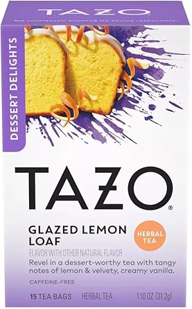 Tazo Dessert Inspired Flavored Tea 2 Flavor Variety Bundle, (1) Each: Glazed Lemon Loaf And Vanilla Bean Macaron (15 Count)
