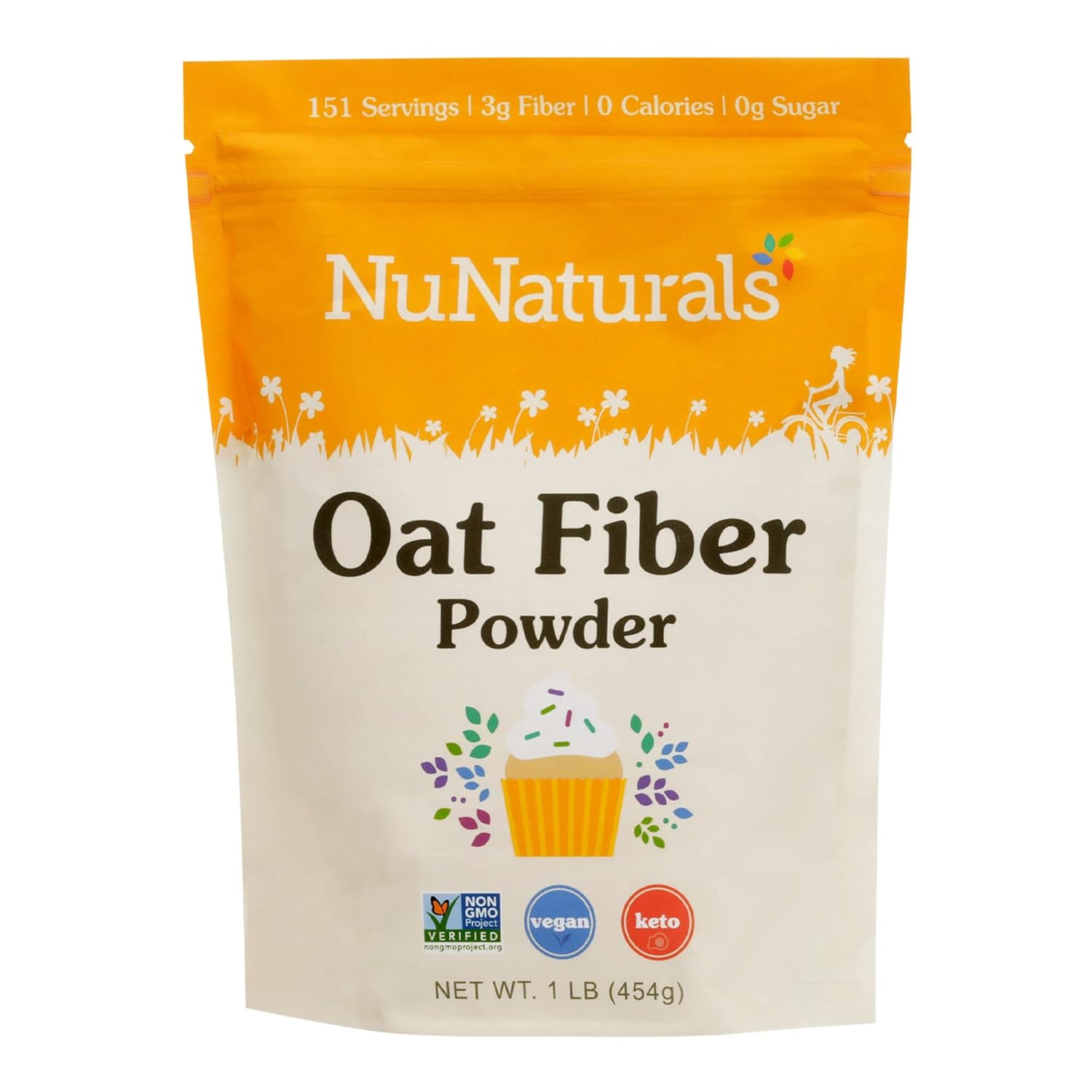 Nunaturals Oat Fiber Powder, All Natural Non-Gmo, Supports Digestive Health, 1 Lb