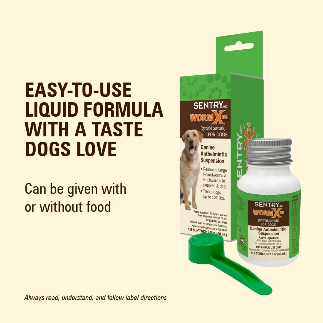 SENTRY HC WormX DS (pyrantel pamoate) Canine Anthelmintic Suspension De-wormer for Dogs, 2 oz : Sergeant's Pet Care LLC DBA PetIQ: Everything Else