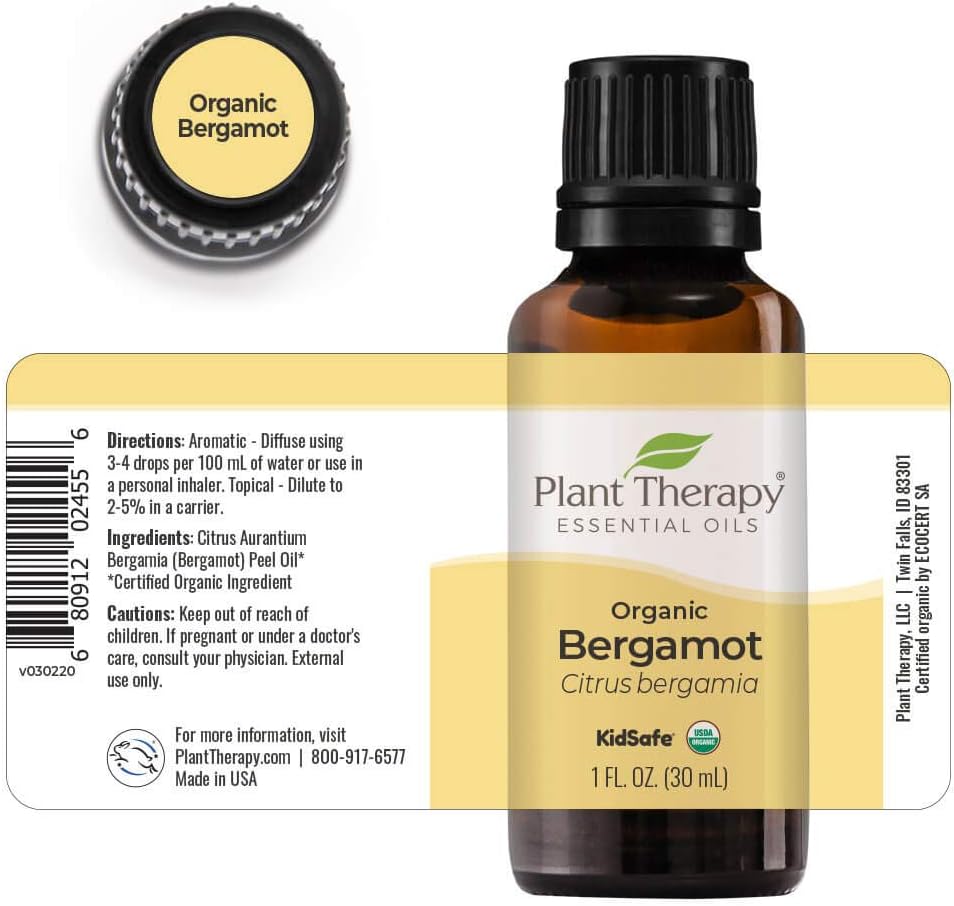 Plant Therapy Organic Bergamot Essential Oil 30 mL (1 oz) 100% Pure, Undiluted, Therapeutic Grade : Health & Household