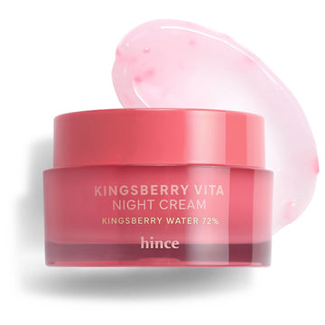 Hince Kingsberry 72% Vita Night Cream - Jelly Cream, Dullness Improvement, Panthenol & Niacinamide, Face Moisturizer For Dry Skin, Glass Skin, Korean Skincare (1.69 Fl.Oz)