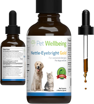 Pet Wellbeing Nettle-Eyebright Gold For Cats - Vet-Formulated - Seasonal Allergies, Hay Fever, Allergic Rhinitis - Natural Herbal Supplement 2 Oz (59 Ml)