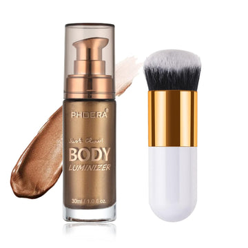 Diamond Platinum #05 Body Shimmer Oil: Waterproof, Long-Lasting Moisturizing Bronze Glow For Face & Body, 1Oz Jars, Includes Makeup Brush