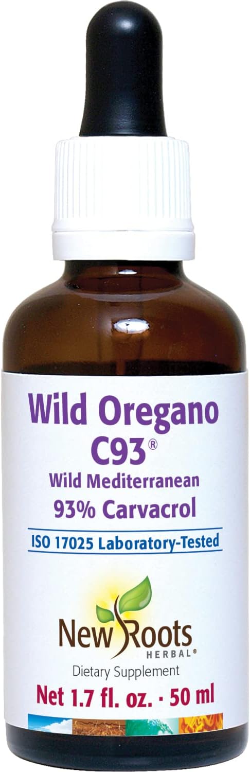 NEW ROOTS HERBAL Wild Oregano C93 (50 ml) Liquid, Highest Natural Carvacrol Concentration|Immune Defense|Mediterranean Source|Alcohol Free, Organic, Non-GMO, Vegan, Gluten Free