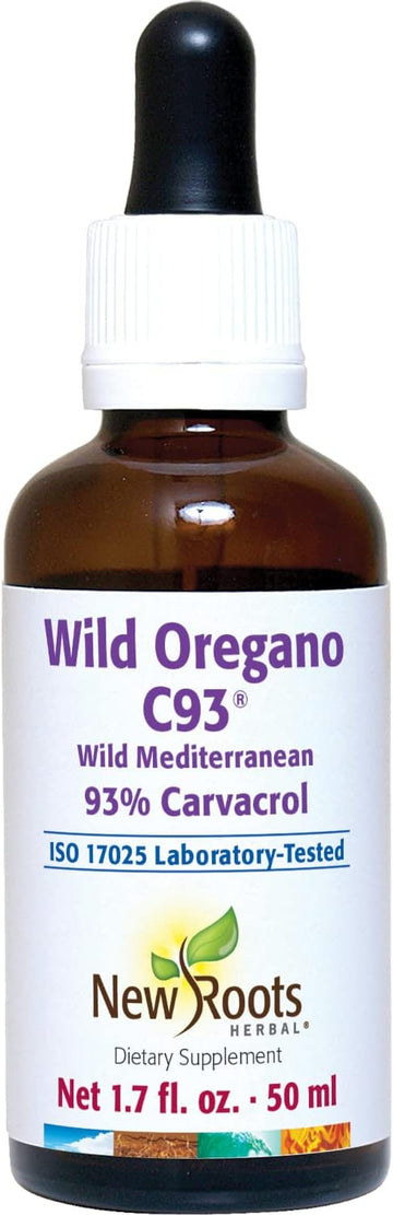NEW ROOTS HERBAL Wild Oregano C93 (50 ml) Liquid, Highest Natural Carvacrol Concentration|Immune Defense|Mediterranean Source|Alcohol Free, Organic, Non-GMO, Vegan, Gluten Free